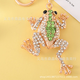Lucky Frog Keychain with Rhinestones and Alloy Material