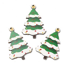 Single Face Christmas Printed Wood Big Pendants, Christmas Tree Charms