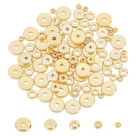 CHGCRAFT 150Pcs 5 Styles Brass Spacer Beads, Long-Lasting Plated, Flat Round