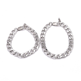 304 Stainless Steel Curb Chains Bracelets, Couple Bracelets
