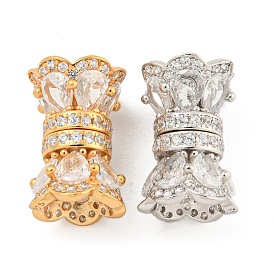 925 Sterling Silver Micro Pave Clear Cubic Zirconia Screw Clasps, Flower