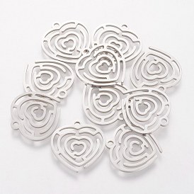 201 Stainless Steel Pendants, Heart, Labyrinth Charms