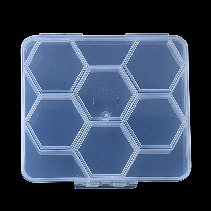 Transparent Plastic Bead Containers, Honeycomb Bead Case with 6 Compartments, for DIY Art Craft, Nail Diamonds, Bead Storage