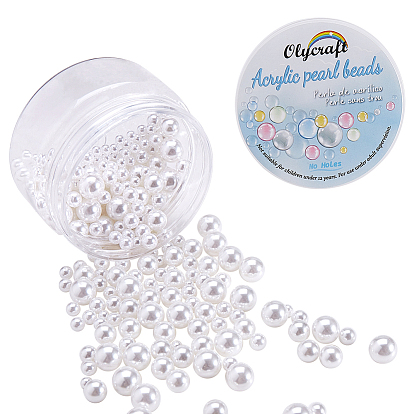 Perles d'imitation en plastique écologique, haut lustre, Grade a, aucun perles de trou, ronde