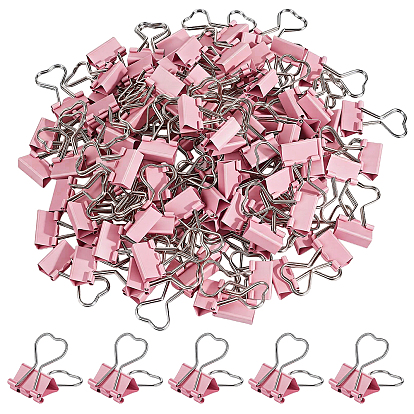 120 pièces de pinces à reliure roses en forme de cœur, pinces à papier pour l'organisation du bureau et des cahiers