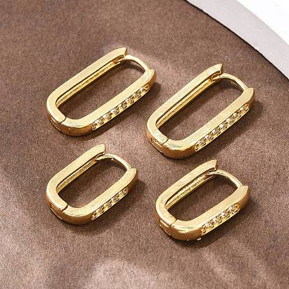 Прямоугольные латунные серьги-кольца с кубическим цирконием, без кадмия и без свинца, долговечный, стойки покрытие