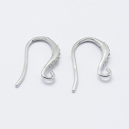 925 Sterling Silver Earring Hooks, with 925 Stamp, with Cubic Zirconia