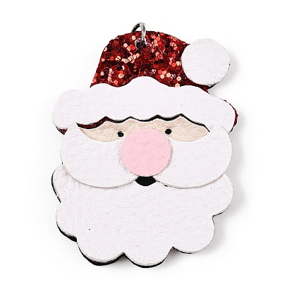 Большие кожаные подвески, с блестка, Новогодняя тема, с целью перехода в кольце, белые