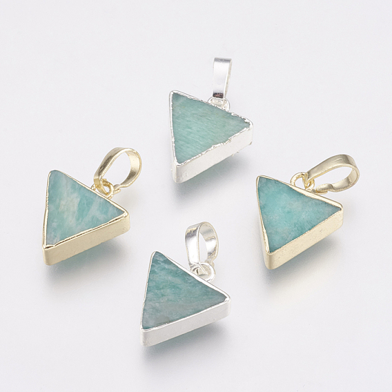 Natural Amazonite Pendants, with Brass Findings, Triangle