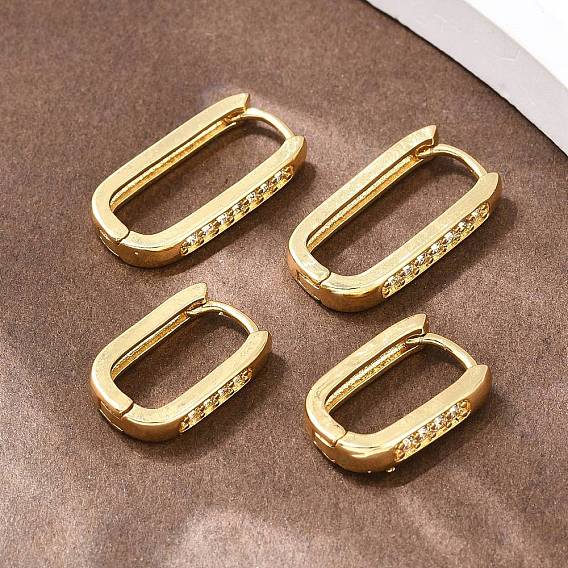 Прямоугольные латунные серьги-кольца с кубическим цирконием, без кадмия и без свинца, долговечный, стойки покрытие