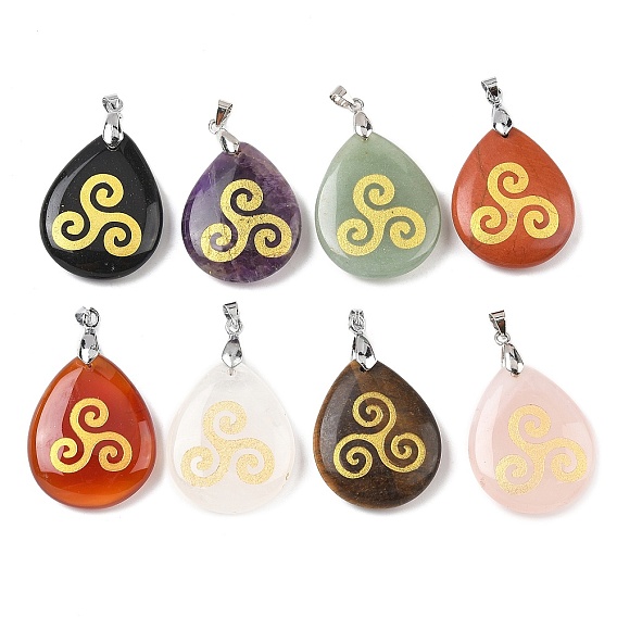 Природных драгоценных камней подвески, с реечной обшивкой латунными выводами, без кадмия и без свинца, подвеска в виде капли и знака