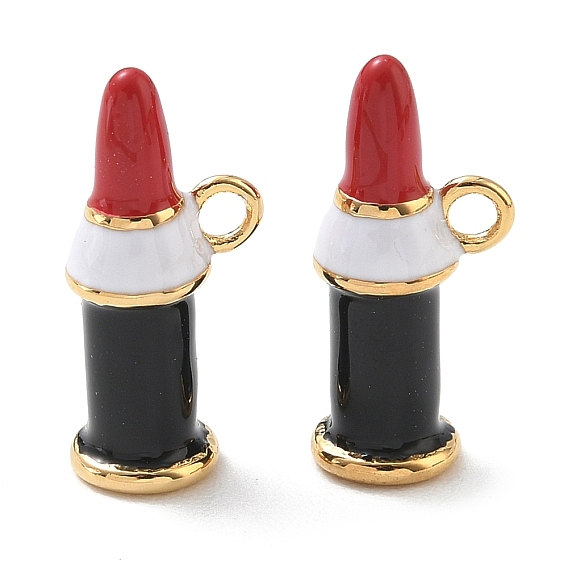 304 Stainless Steel Enamel Pendants, Lipstick Charms, Golden