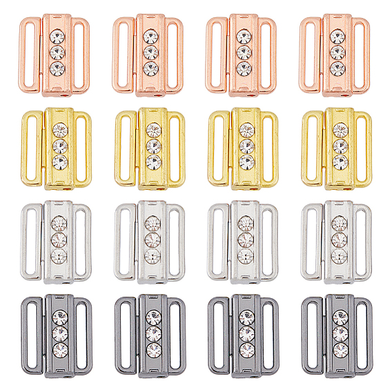 16 шт 4 цвета цинковый сплав стразы бикини клипсы, запасная часть застежки бюстгальтера, нижнее белье с застежкой спереди