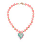 Alloy Enamel Leaf Pendant Resin Nuggets Beaded Necklaces for Women, Light Gold
