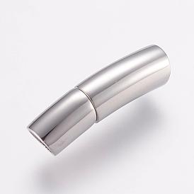 304 Stainless Steel Magnetic Clasps with Glue-in Ends, Ion Plating (IP), Smooth Surface, Tube