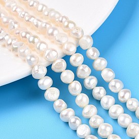 Нити из натурального культивированного пресноводного жемчуга, двух сторон полированной