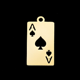 304 Stainless Steel Pendants, Laser Cut, Ion Plating(IP), Playing Card A