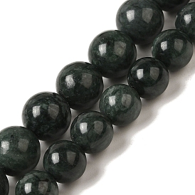 Brins de perles de jade noir naturel, ronde
