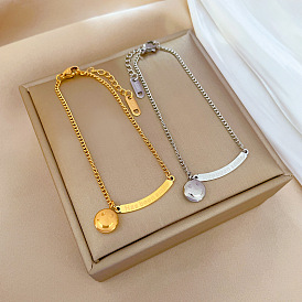 Bracelet de chaîne perlé alphabet smiley - vintage, , minimaliste, chanceux, élégant.