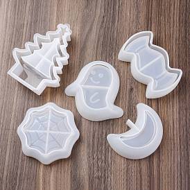 Силиконовые скульптурные формы для хэллоуина своими руками, формы для литья смолы, для уф-смолы, изготовление ювелирных изделий из эпоксидной смолы, призрак/паутина/луна/конфеты/рождественские елки