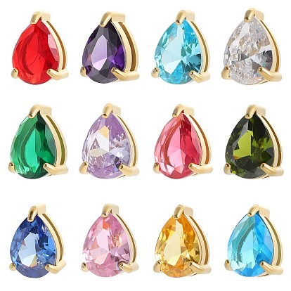 Латуни циркония кубической слайд прелести, слеза, ионное покрытие (ip), реальный 14 k позолоченный