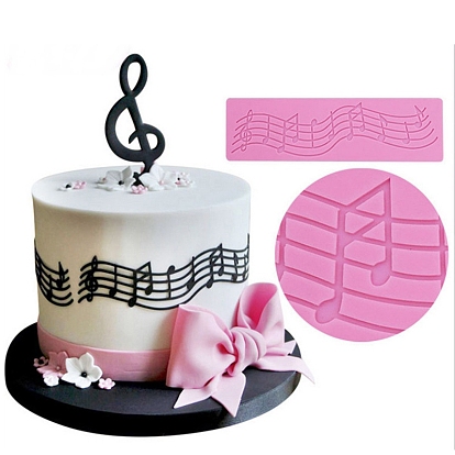 Embossing Lace Silicone Fondant Moulds, Rectangle with Note Pattern, Lace Mat For DIY Cake Bakeware