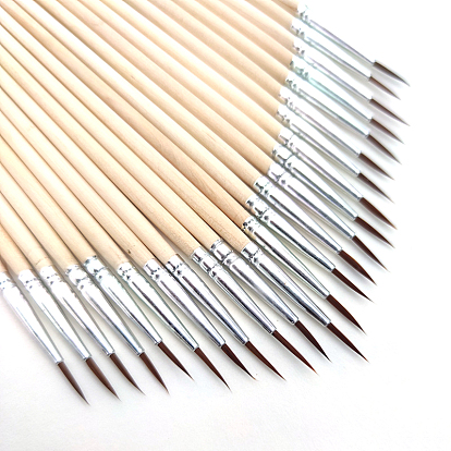 Wood Micro Detail Paint Brush, with Nylon Brush Head and Alloy Tube, for Painting Clay Tool