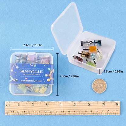 SUNNYCLUE Imitation Juice Glass Pendants, Plastic & Glass Pendants, with Resin and Glitter Powder inside, Milk Tea Cup