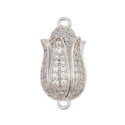 Магнитные застежки из латуни с микропейвом и прозрачным кубическим цирконием, без кадмия, без никеля и без свинца, цветок