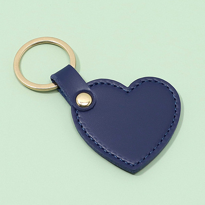 PU Imitation Leather Keychains, with Zinc Alloy Finding, Heart