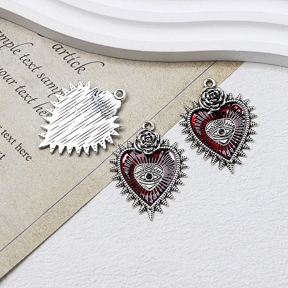 Halloween Alloy Enamel Pendant Rhinestone Settings, Antique Silver