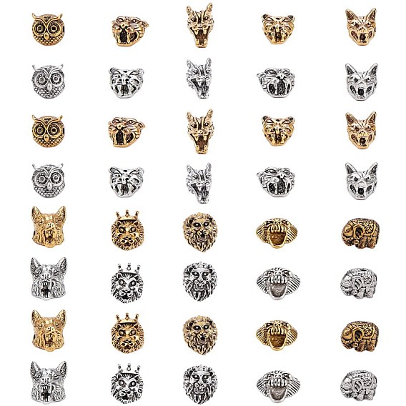Animals Theme Tibetan Style Alloy Beads, Mixed Shapes