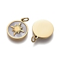 Natural Shell Charms, with Golden Plated 316 Surgical Stainless Steel Findings and Jump Rings, Flat Round with Star