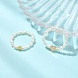 2 Stück 2 Stile natürliche Süßwasserzuchtperlen-Fingerringe, Herz / Stern, mit Messing-Perlen, verstellbare Stretchringe, golden