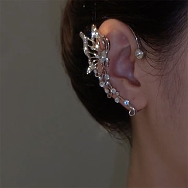 Zircon Butterfly Clip Earrings - Elegant, Unique Design, Non-pierced, Stylish Ear Cuff.