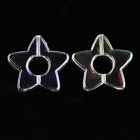 UV Plating Transparent Acrylic Beads, Iridescent, Star