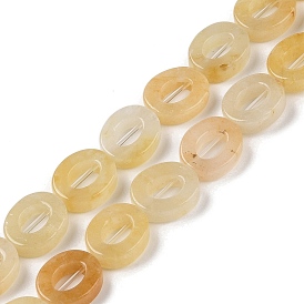 Natural Topaz Jade Beads Strands, Hollow Flat Oval, Number Zero Beads