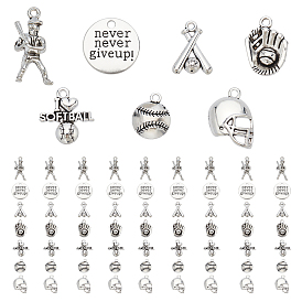 70Pcs 7 Style Tibetan Style Zinc Alloy Pendants, Solfball Gloves, Lead Free & Cadmium Free