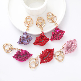Chic Lip-Shaped Keychain with Diamond, Perfect for Car or Bag Decoration