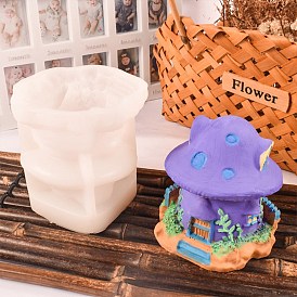 DIY 3D Fairytale Mushroom House Silicone Molds, Resin Casting Molds, for UV Resin, Epoxy Resin Craft Making
