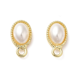 Conclusions de boucle d'oreille en alliage, avec perles en plastique perlées et épingles en argent sterling et boucles horizontales, ovale
