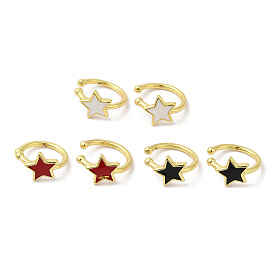 Star Enamel Cuff Earrings, Real 18K Gold Plated Brass Jewelry for Women, Cadmium Free & Lead Free