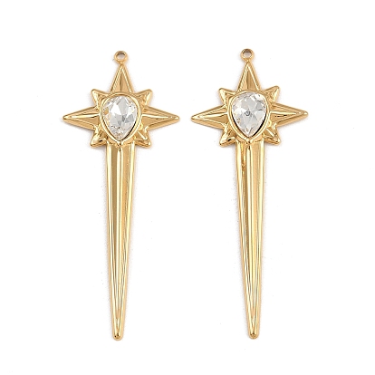 304 горный хрусталь из нержавеющей стали большие кулоны, звезда, ионное покрытие (ip)