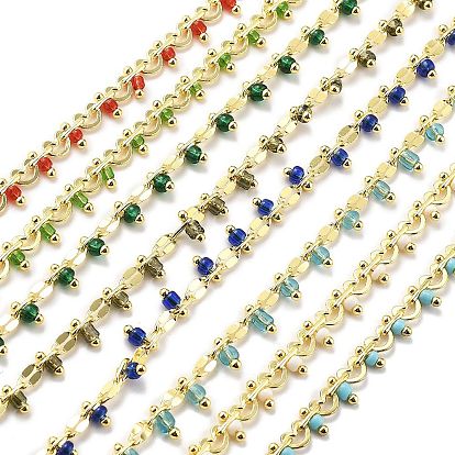 Стеклянные звенья цепи, с медными цепями, долговечный, без свинца и без кадмия, стойки покрытие, реальный 18 k позолоченный, пайки, с катушкой