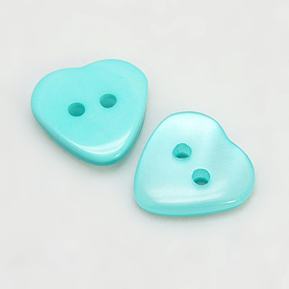 Resin Buttons, Dyed, Heart, Hole: 2mm