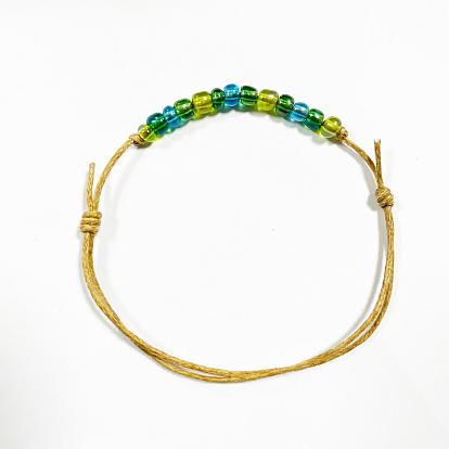 Adjustable Bracelet for Teen Girl Women, Transparent Glass Seed & MIYUKI Round Rocailles Beaded Bracelet