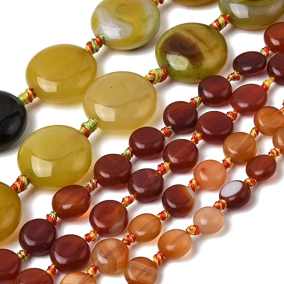 Природный агат бисер нитей, плоско-круглые, окрашенная и подогревом