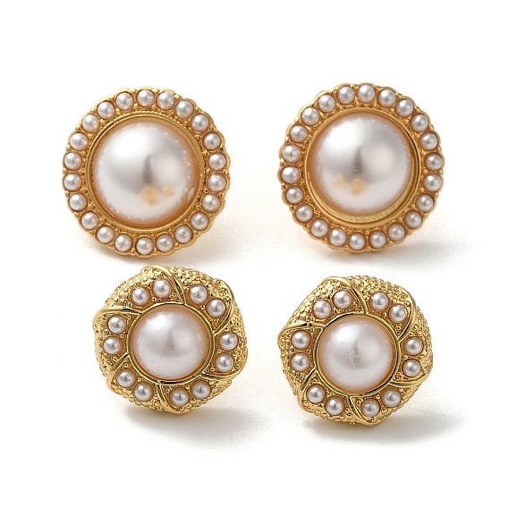 Латунные плоские круглые серьги-гвоздики с покрытием стойки, с искусственным жемчугом абс для женщин, без свинца и без кадмия, долговечный