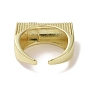 Brass Micro Pave Cubic Zirconia Open Cuff Ring, Rectangle