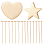 40шт. 2 стили латунные булавки в форме сердца и звезды, без никеля 